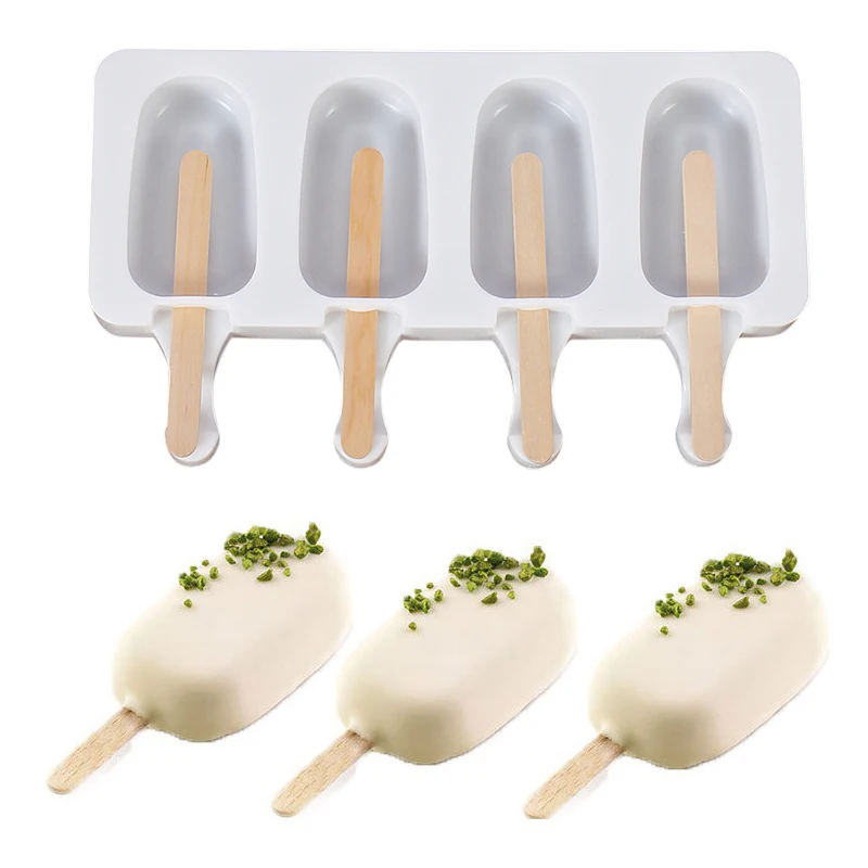 4 hole Silicone Mold Silicone Ice Cream Mold Reusable Popsicle Mould with Sticks Ice Pop Maker Dessert DIY Mould Ice Tray
4 hole Silicone Mold Silicone Ice Cream Mold Reusable Popsicle Mould with Sticks Ice Pop Maker Dessert DIY Mould Ice Tray