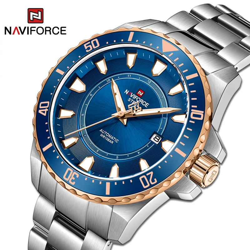 

2022 NAVIFORCE SwimmingMens Mechanical Watches Top Brand Luxury Business Watch For Men Luminous Full Steel Automatic Wristwatch