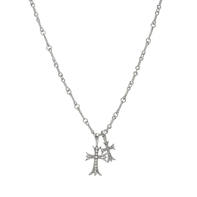 Hot Gothic Double Cross Necklace Hip Hop Double Two Pendants Vintage Crystals Necklaces Chain Party Women
Hot Gothic Double Cross Necklace Hip Hop Double Two Pendants Vintage Crystals Necklaces Chain Party Women
