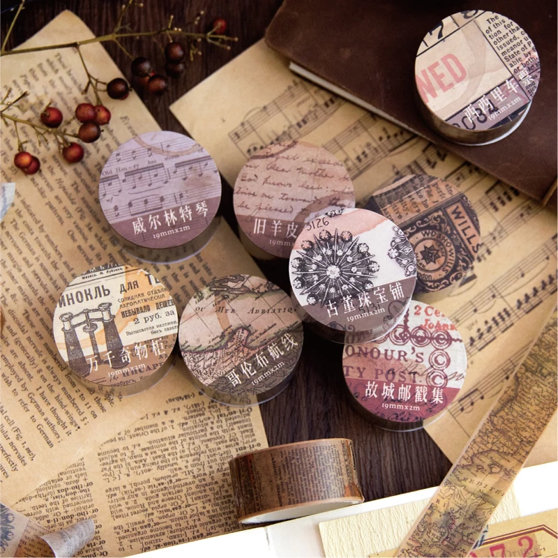 18.5mm*2m Retro Washi Tapes for Junk Journal DIY Scrapbooking Creative Stationery Decor Diary Marking Adhesive Tapes
18.5mm*2m Retro Washi Tapes for Junk Journal DIY Scrapbooking Creative Stationery Decor Diary Marking Adhesive Tapes