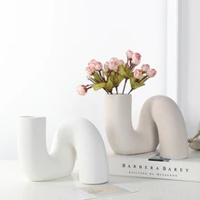 Ceramic Vase Modern Minimalist Abstract Vases White Twisted Tube Shape Nordic Flower Pots For Interior Home Decor Accessories
