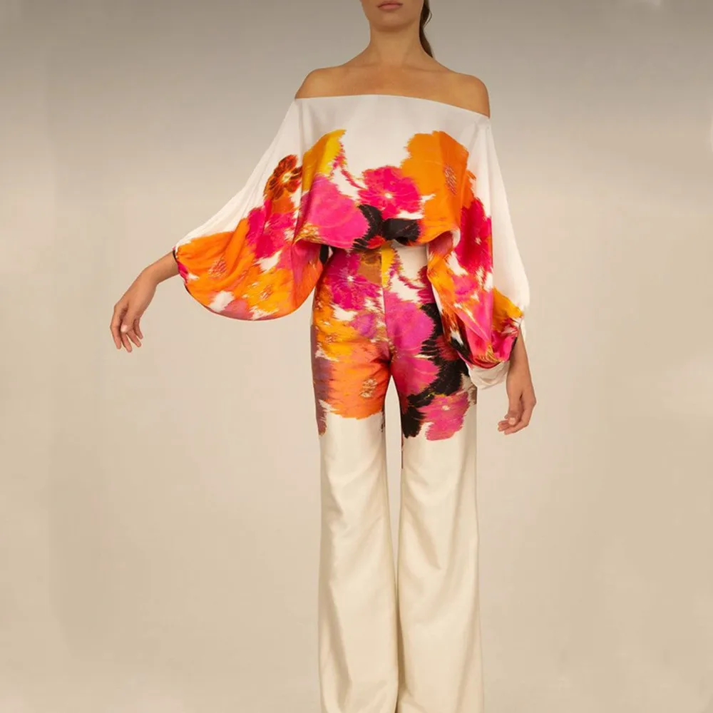 Satin Printing Off Shoulder Commuting Suits Tops Long Pants 2 Piece Elegant Sets 2023 Women Spring Autumn Loose Casual Outfits
Satin Printing Off Shoulder Commuting Suits Tops Long Pants 2 Piece Elegant Sets 2023 Women Spring Autumn Loose Casual Outfits