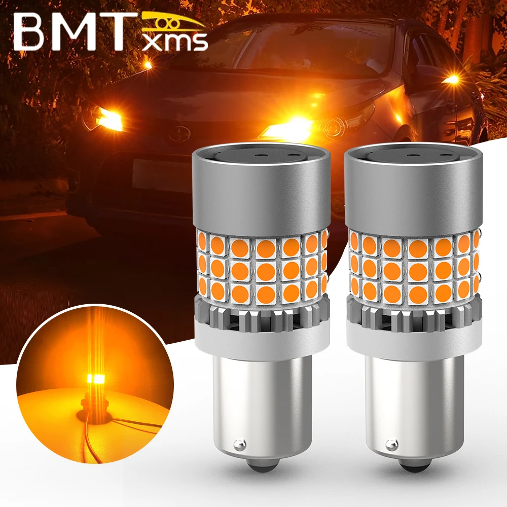 

BMTxms 2X T20 W21W WY21W LED No Hyper Flash 7440 7443 W21/5W LED Turn Signal Light Bulbs Canbus Error Free Car Lamp Amber Yellow