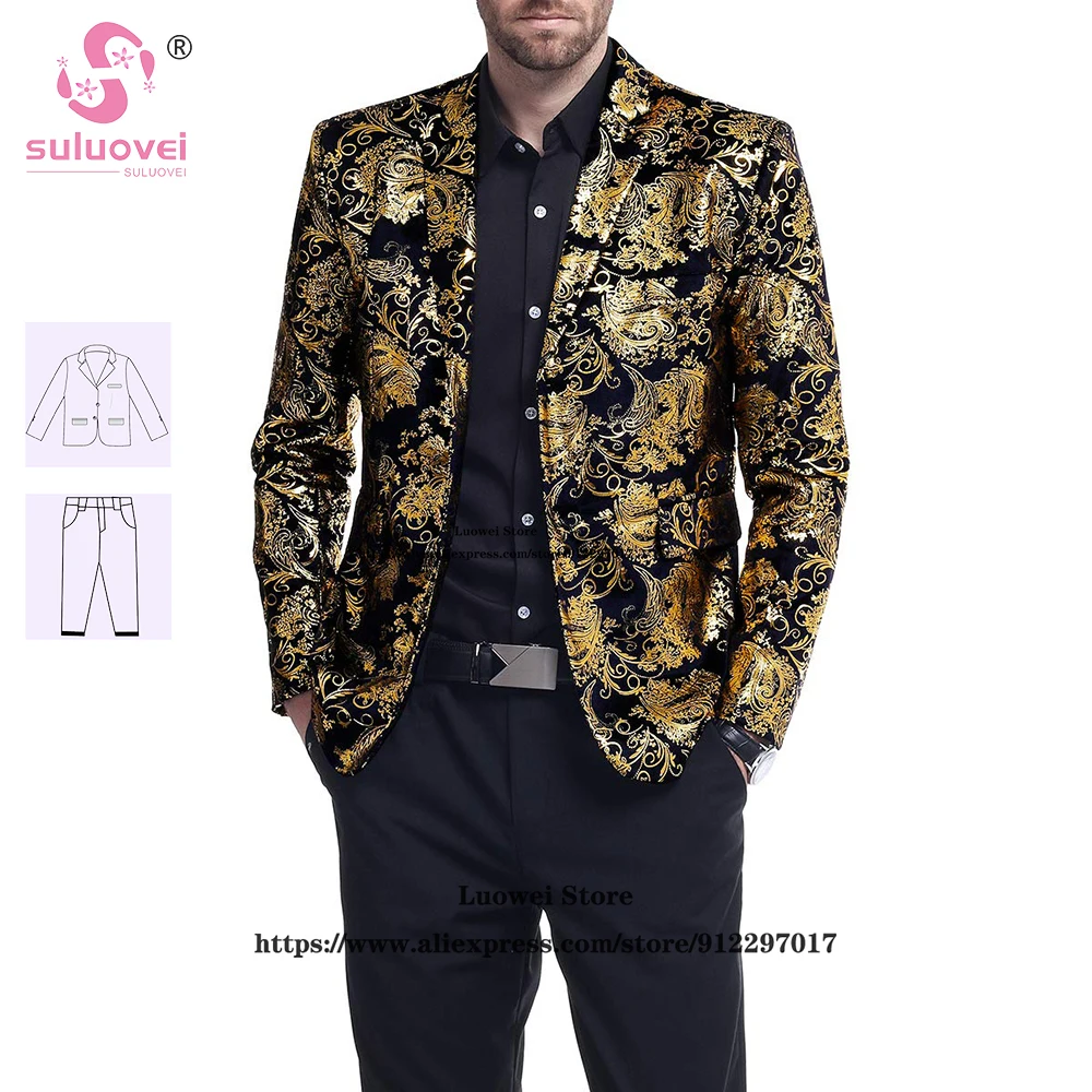 Luxury Floral Jacquard Suits For Men Slim Fit 2 Piece Pants Set Groom Wedding Dinner Prom Tuxedo Blazer Terno Masculino Completo
Luxury Floral Jacquard Suits For Men Slim Fit 2 Piece Pants Set Groom Wedding Dinner Prom Tuxedo Blazer Terno Masculino Completo