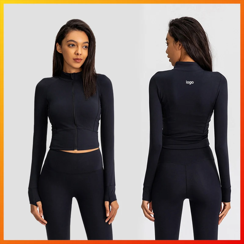 With Logo Autumn Winter New Women's Zipper Jacket Long Sleeve Sports Top Gym Outdoor Running Crop Top Elastic Compression A2059
With Logo Autumn Winter New Women's Zipper Jacket Long Sleeve Sports Top Gym Outdoor Running Crop Top Elastic Compression A2059