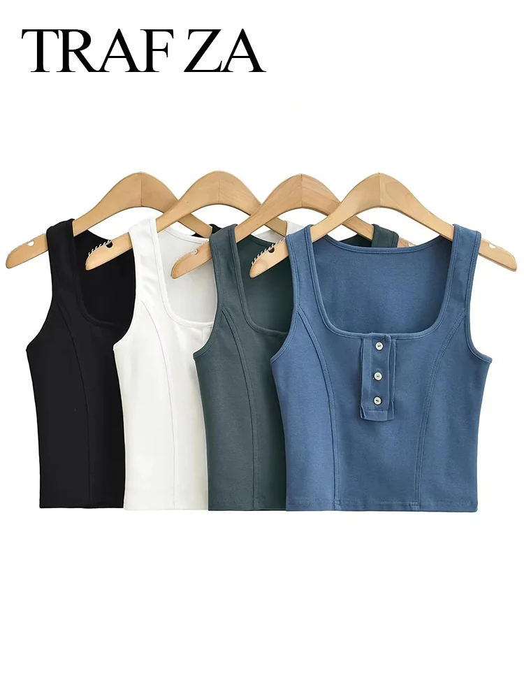 Однотонный эластичный пуловер TRAF ZA с тремя пуговицами, удобная женская майка, четырехцветный Универсальный простой короткий женский жилет
Однотонный эластичный пуловер TRAF ZA с тремя пуговицами, удобная женская майка, четырехцветный Универсальный простой короткий женский жилет