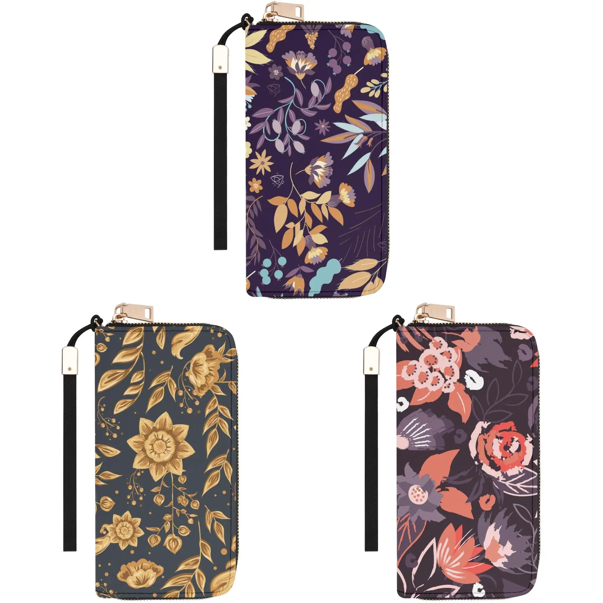 

Moody Florals Luxury Vegan Leather Long Women Wallets Big Size Coin Purse Phone Clutch For Everyday Use