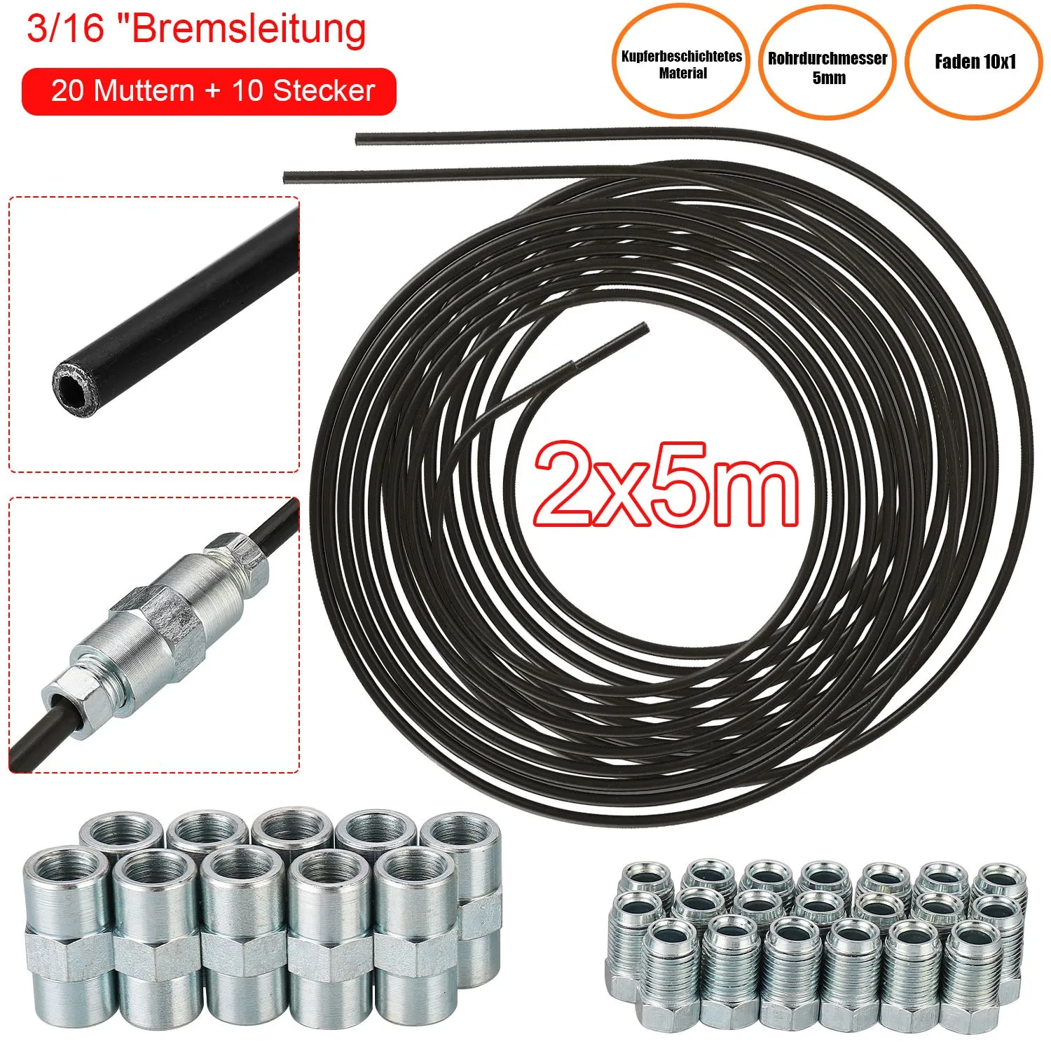 Car Brake Pipe 2*5m 3/16\\\" (4.75mm) Brake Pipe With 20 Nuts And 10 Connector Kit Durable Car Brake Interior Accessories
Car Brake Pipe 2*5m 3/16\\\" (4.75mm) Brake Pipe With 20 Nuts And 10 Connector Kit Durable Car Brake Interior Accessories