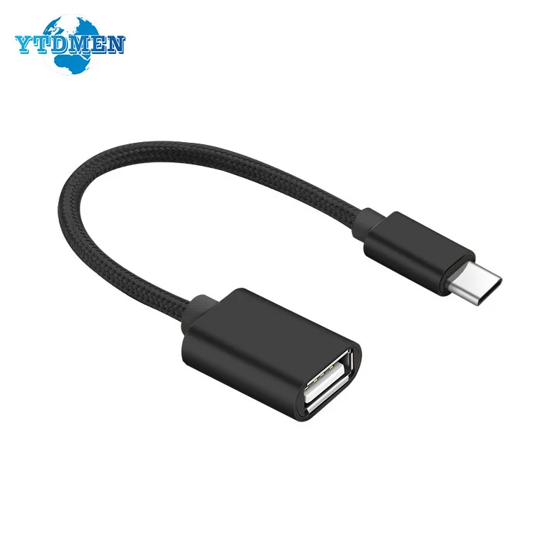 

OTG Type C Cable Adapter USB to Micro USB Connector 18.5CM Nylon Braid Data Sync Line For Samsung Huawei Xiaomi MacBookU Disk