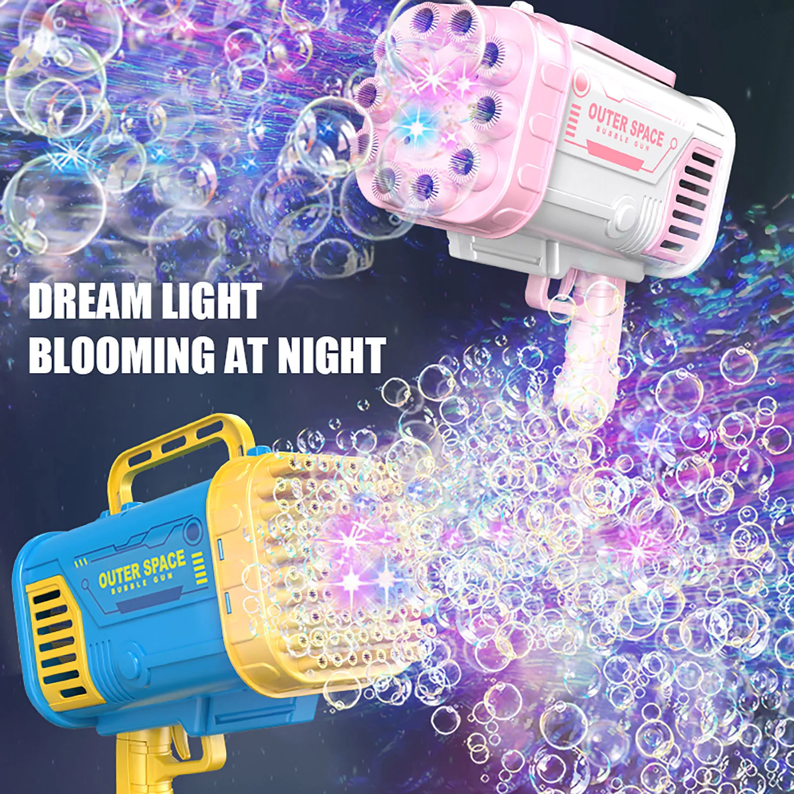 69 Hole Gatling Bubble Machine for Children Automatic Bazooka Bubble Gun With Color Light Electric Soap Bubble Maker Kids Toys
69 Hole Gatling Bubble Machine for Children Automatic Bazooka Bubble Gun With Color Light Electric Soap Bubble Maker Kids Toys