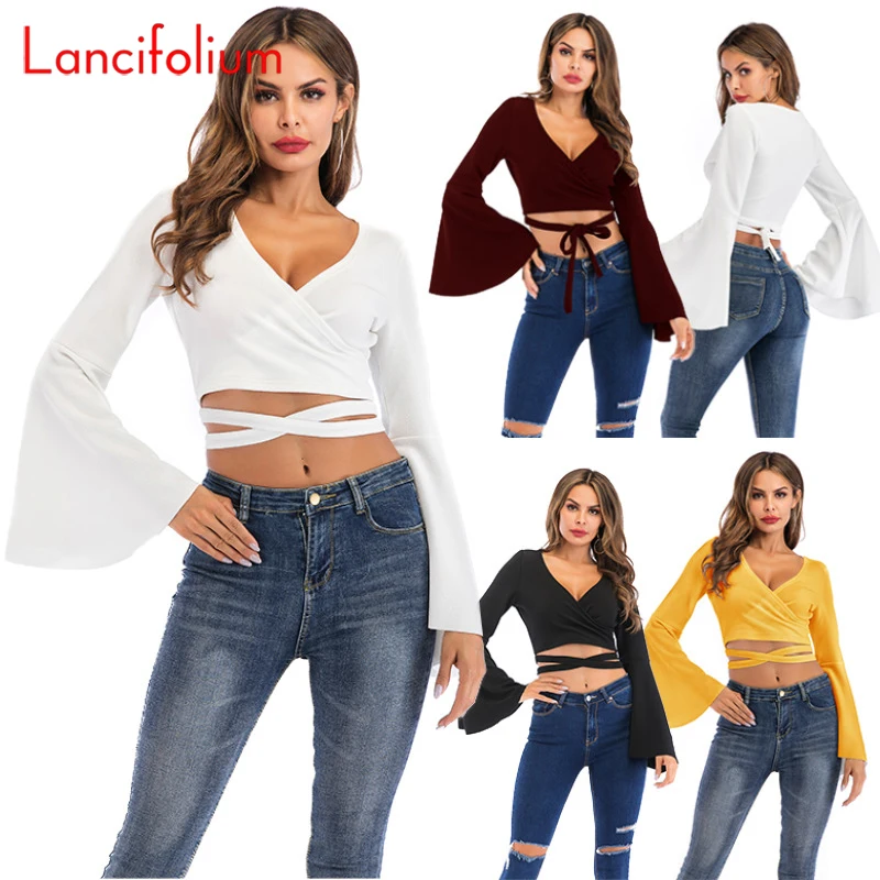 White Sexy Bandage Long Fare Sleeve Tees Corset Crop Top T Shirt Black Korean Y2k Indie Shirts Basic Cross Tshirts Women 2022
White Sexy Bandage Long Fare Sleeve Tees Corset Crop Top T Shirt Black Korean Y2k Indie Shirts Basic Cross Tshirts Women 2022