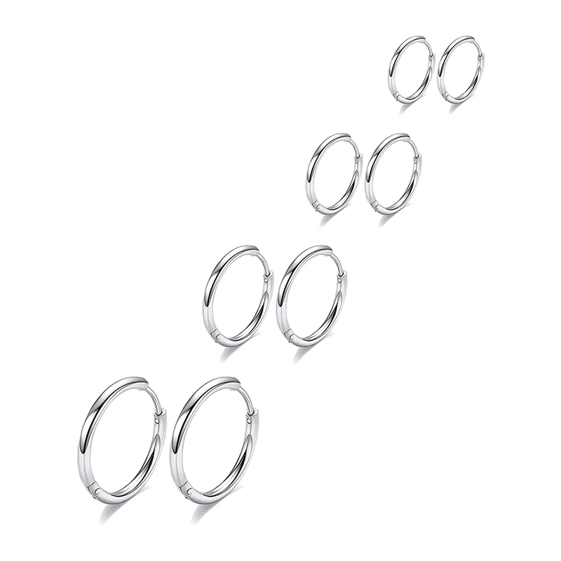 4 Pairs 316L Surgical Stainless Steel Hoop Earrings,8mm 10mm 12mm 14mm Small Hoop Earrings Men Women for Cartilage Piercings
4 Pairs 316L Surgical Stainless Steel Hoop Earrings,8mm 10mm 12mm 14mm Small Hoop Earrings Men Women for Cartilage Piercings