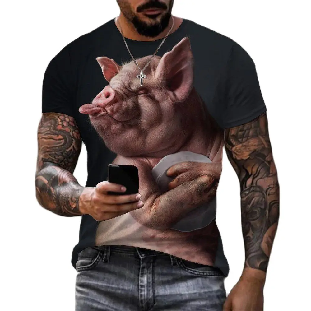 Refreshing Summer Men's Fashion Short Sleeve Animal Series Pig 3D Print Round Neck Sports Loose Casual Large Fitness T-shirt Top
Refreshing Summer Men's Fashion Short Sleeve Animal Series Pig 3D Print Round Neck Sports Loose Casual Large Fitness T-shirt Top