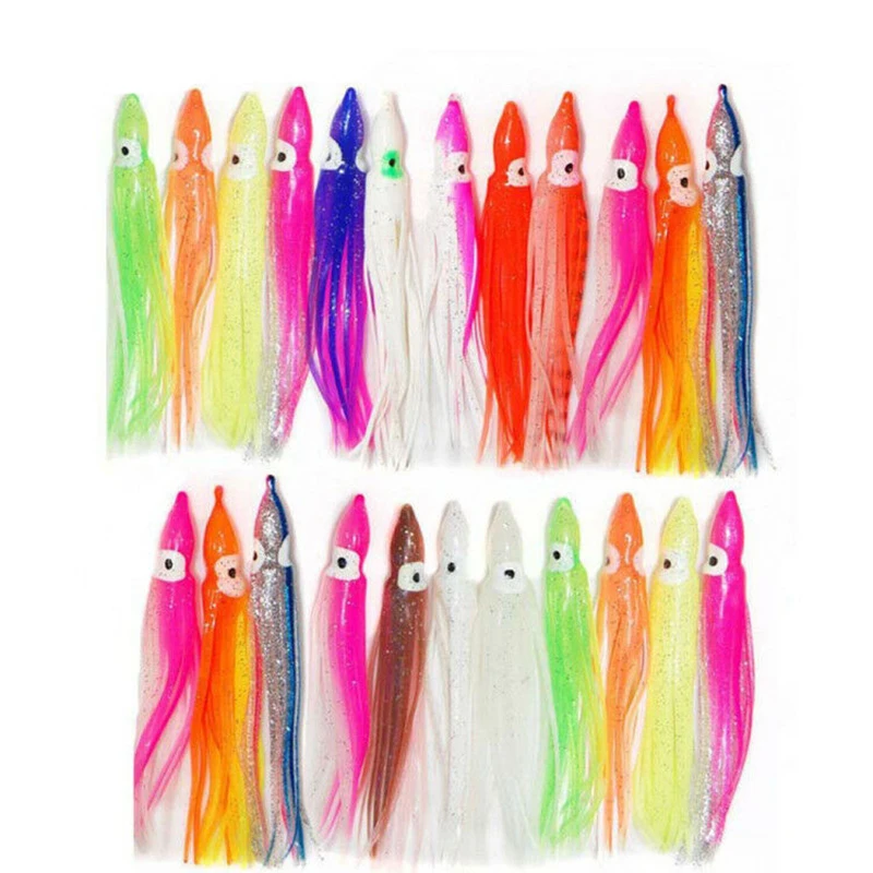 20pcs Artificial Soft Silicone Squid Skirts Lures Soft Worm Fishing Baits Colorful Hoochie Octopus Soft Fishing Lures 5-16cm
20pcs Artificial Soft Silicone Squid Skirts Lures Soft Worm Fishing Baits Colorful Hoochie Octopus Soft Fishing Lures 5-16cm
