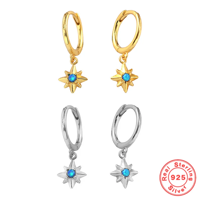 High Quality 925 Sterling Silver Accessories Geometric Eight-pointed Star Sparkling Blue Zircon Drop Earrings Fine Jewelry Women
High Quality 925 Sterling Silver Accessories Geometric Eight-pointed Star Sparkling Blue Zircon Drop Earrings Fine Jewelry Women
