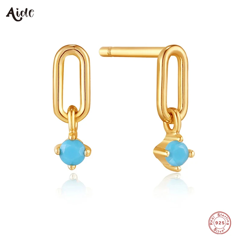 Aide 925 Sterling Silver Blue Turquoise Charm Looped Circle Stud Earrings For Women Gift Versatile Piercing Ear Studs Pendientes
Aide 925 Sterling Silver Blue Turquoise Charm Looped Circle Stud Earrings For Women Gift Versatile Piercing Ear Studs Pendientes