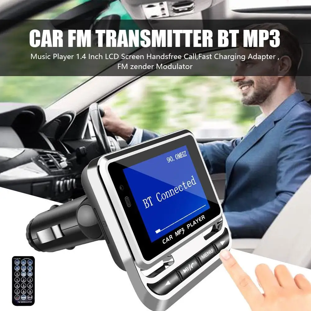

1.4 Inch LCD Screen Car FM Transmitter Bluetooth MP3 Music Player Handsfree Call Fast Charging Adapter FM Zender Modulator