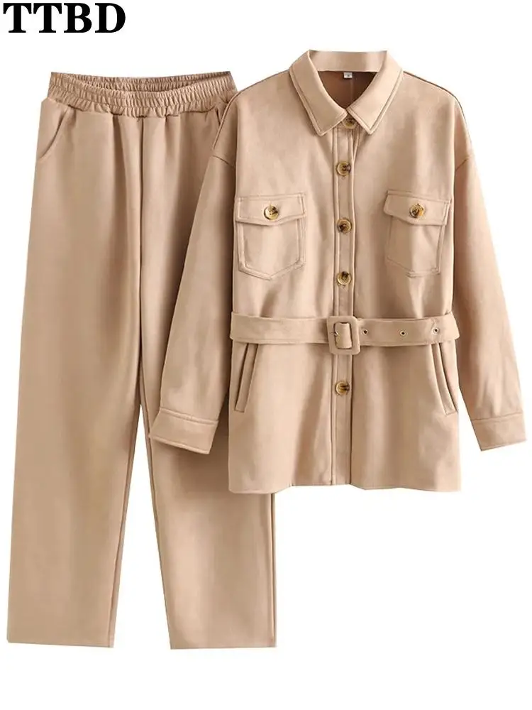 TTBD Women 2022 fashion with belt loose suede jacket traf coat or suede high waist wide leg trousers straight leg pants
TTBD Women 2022 fashion with belt loose suede jacket traf coat or suede high waist wide leg trousers straight leg pants