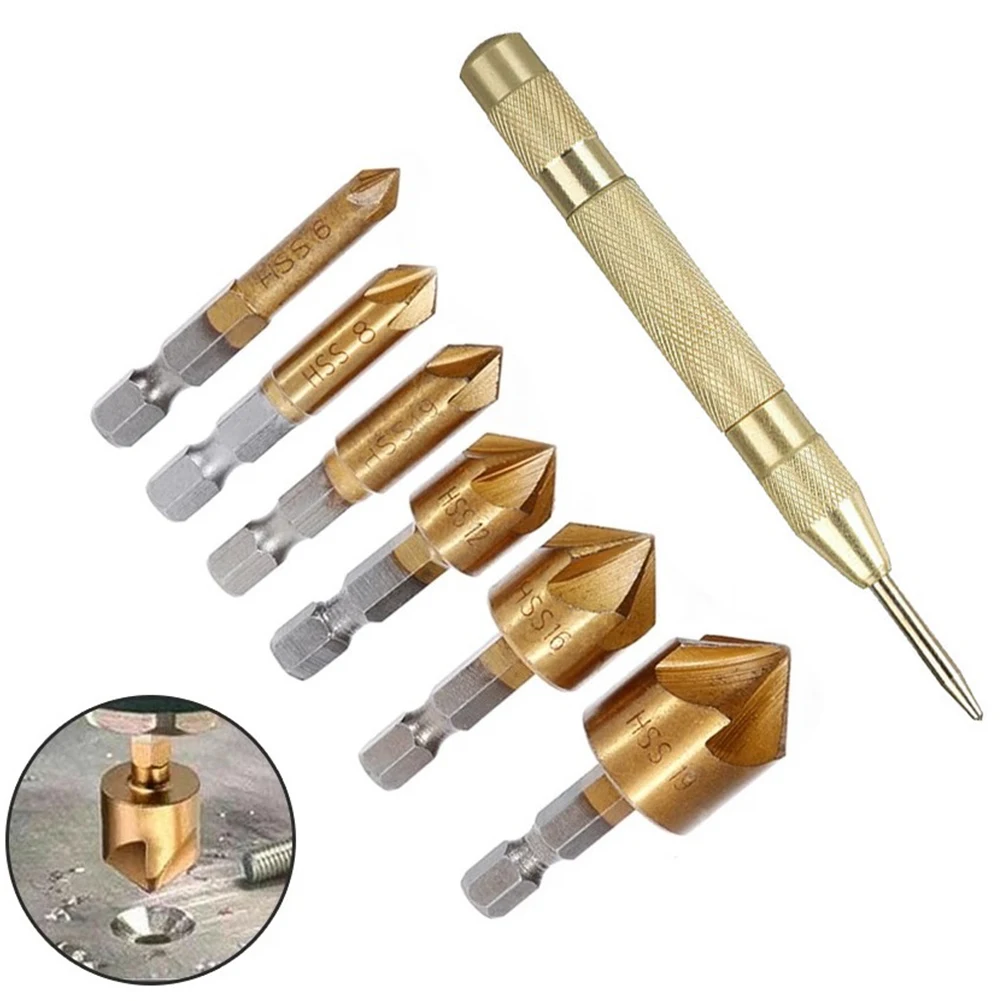 6 Pcs Countersink Drill Bit 90 Degrees 6.35mm Shank 6-19mm Head For Wood Board Center Punching Drilling Power Tools Accessories
6 Pcs Countersink Drill Bit 90 Degrees 6.35mm Shank 6-19mm Head For Wood Board Center Punching Drilling Power Tools Accessories