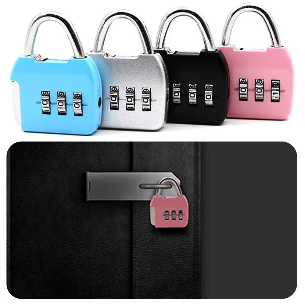 

2PCS Hardware Accessories Mini Schoolbag Backpack Combination Lock Padlock Zinc Alloy 3-digit Code Lock