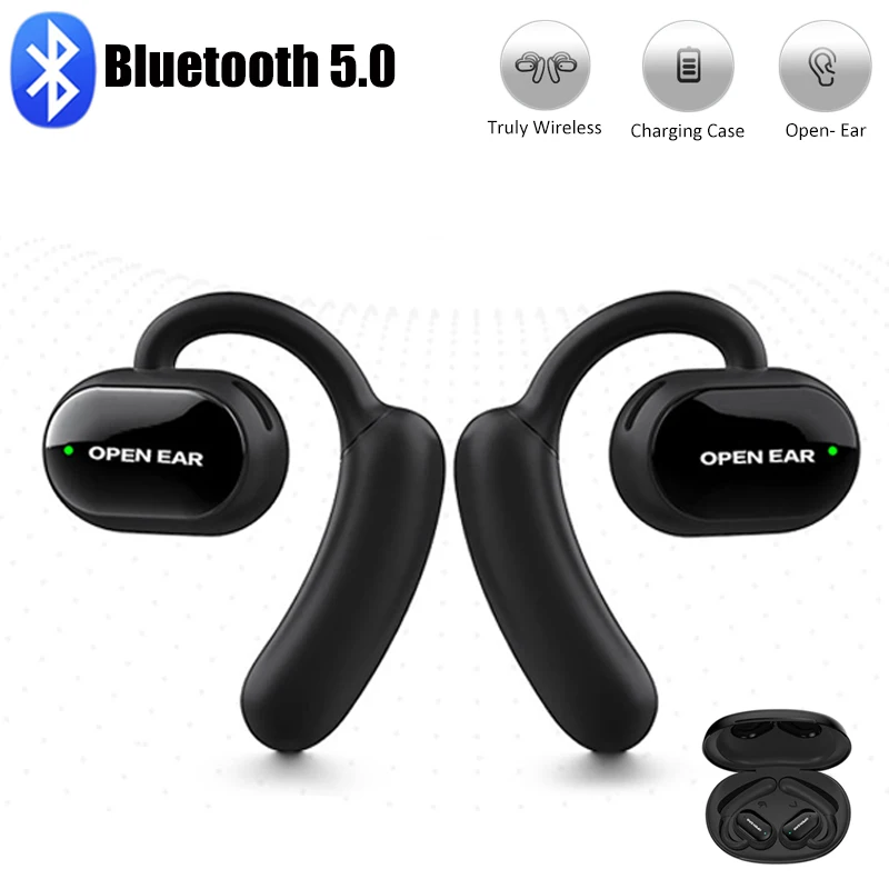 TWS Earphones Bone Conduction Earhooks Bluetooth Stereo Headphones Open Ear Sports Headsets with Charging Box Support Handsfree
TWS Earphones Bone Conduction Earhooks Bluetooth Stereo Headphones Open Ear Sports Headsets with Charging Box Support Handsfree