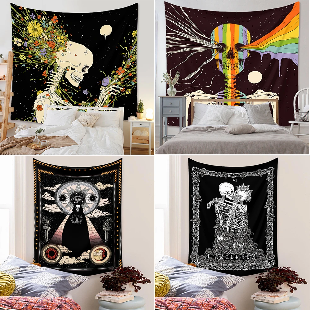 Flower Skull Printing Tapestry Moon and Starry Sky Hippie Wall Hanging Bohemian Tapestries Mandala Wall Art Decoration Fashion 
Flower Skull Printing Tapestry Moon and Starry Sky Hippie Wall Hanging Bohemian Tapestries Mandala Wall Art Decoration Fashion