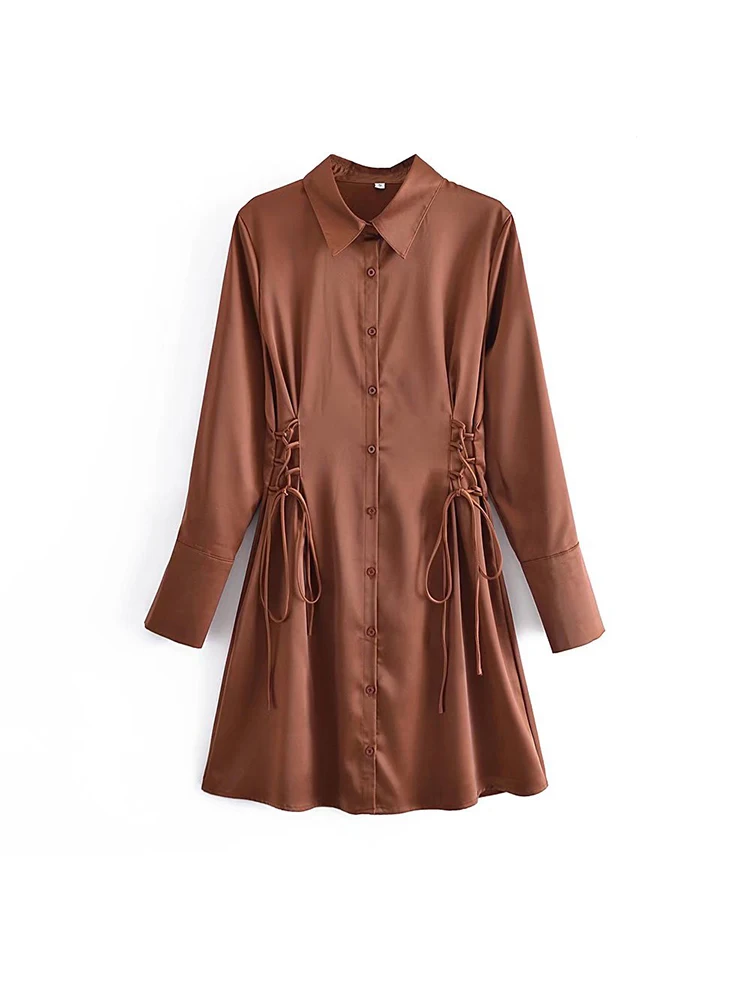Women Long Sleeve Brown Dress 2022 Spring Autumn Side Drawstring Slim Single Breasted Shirt Dresses 2022 vestidos
Women Long Sleeve Brown Dress 2022 Spring Autumn Side Drawstring Slim Single Breasted Shirt Dresses 2022 vestidos