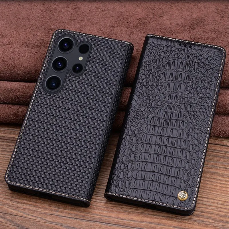 Business Genuine Premium Cowhide Leather Flip Case for Samsung Galaxy S23 Ultra S22 Plus Crocodile Grids Litchi Pattern Cover 
Business Genuine Premium Cowhide Leather Flip Case for Samsung Galaxy S23 Ultra S22 Plus Crocodile Grids Litchi Pattern Cover