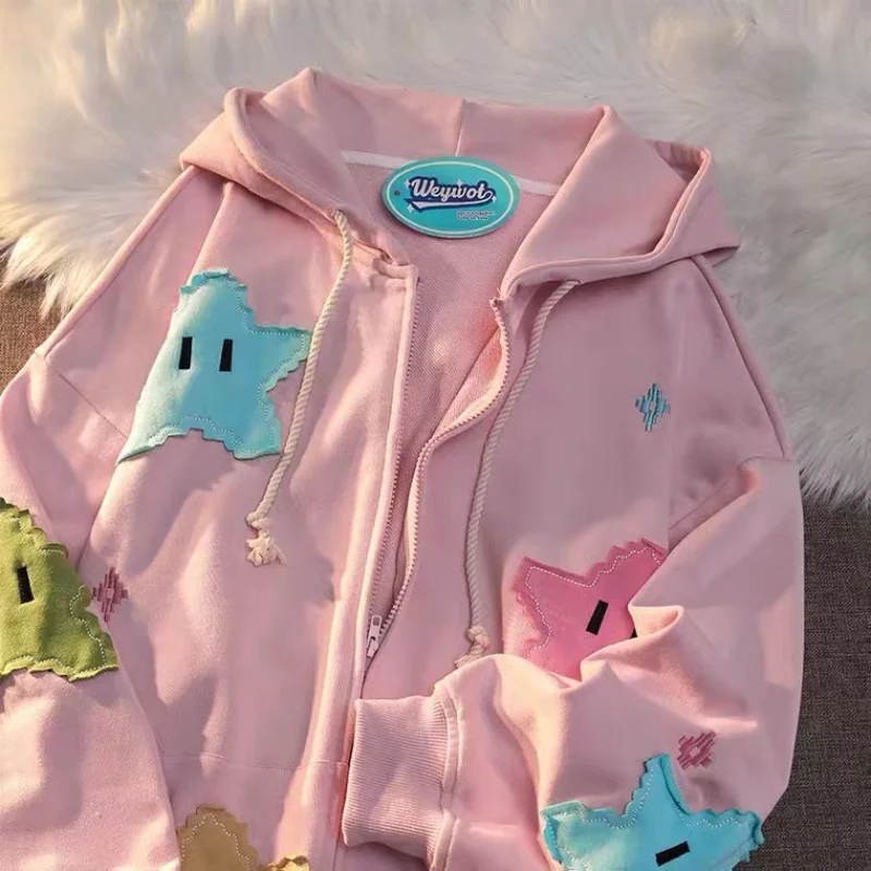 Harajuku Zip Up Hoodies Women Casual Vintage Star Patchwork Embroidery Long Sleeve Oversized Jacket Coats Y2k Hooded Sweatshirts
Harajuku Zip Up Hoodies Women Casual Vintage Star Patchwork Embroidery Long Sleeve Oversized Jacket Coats Y2k Hooded Sweatshirts