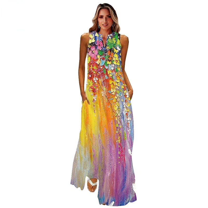 Movokaka spring summer print autumn dress long female beach vacation fashion casual elegant party dresses sleeveless v neck maxi
Movokaka spring summer print autumn dress long female beach vacation fashion casual elegant party dresses sleeveless v neck maxi