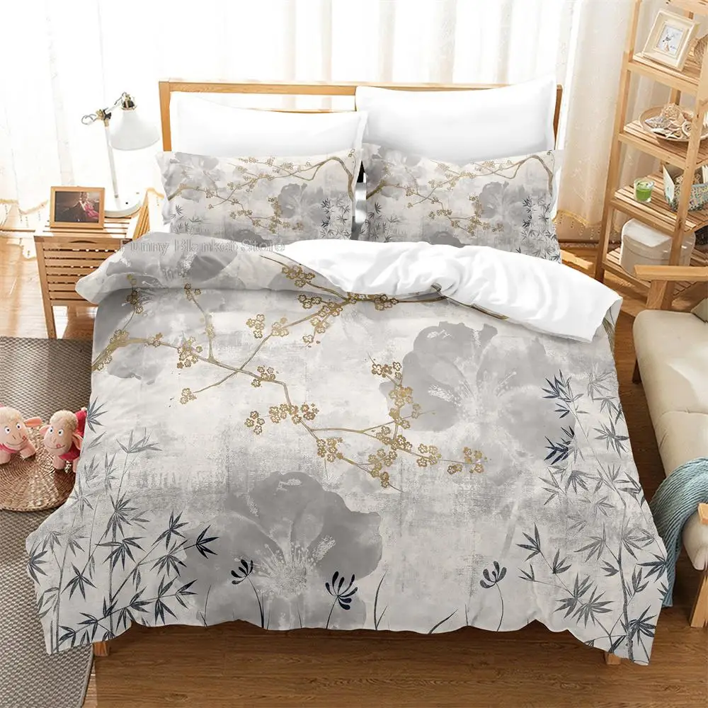 

3PCS Plum blossom from the bitter cold Bedding Sets Home Bedclothes Super King Cover Pillowcase Comforter Textiles Bedding Set