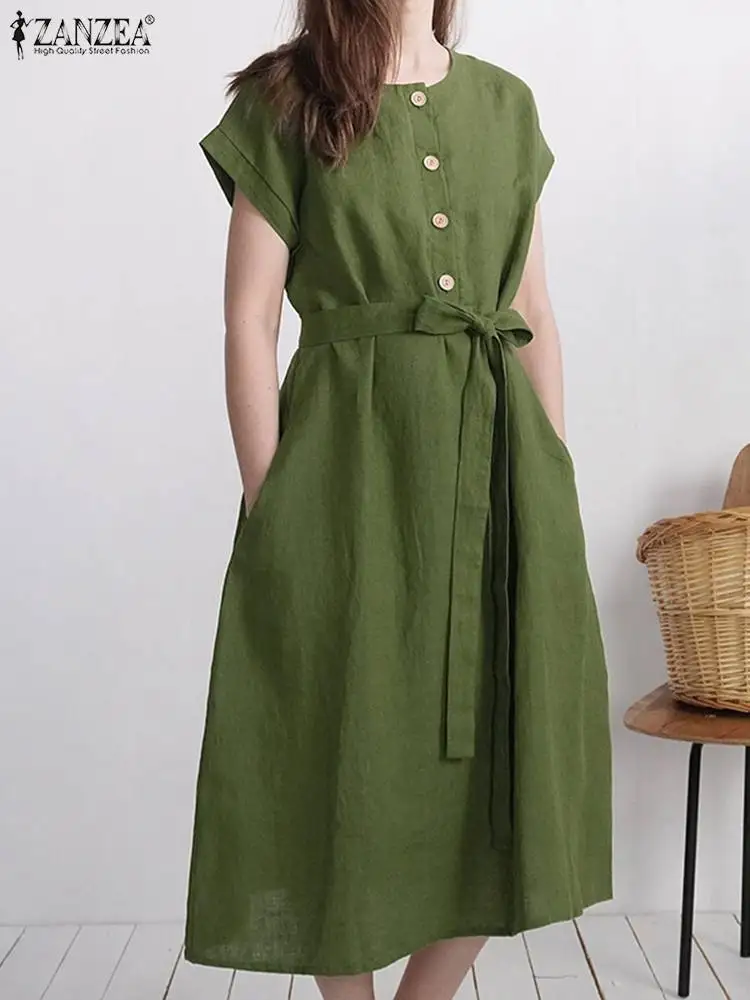 ZANZEA Women Elegant Shirt Dress Summer Short Sleeve Solid Sundress Casual Midi Dresses Buttons Down Work OL Vestidos Femme Robe
ZANZEA Women Elegant Shirt Dress Summer Short Sleeve Solid Sundress Casual Midi Dresses Buttons Down Work OL Vestidos Femme Robe
