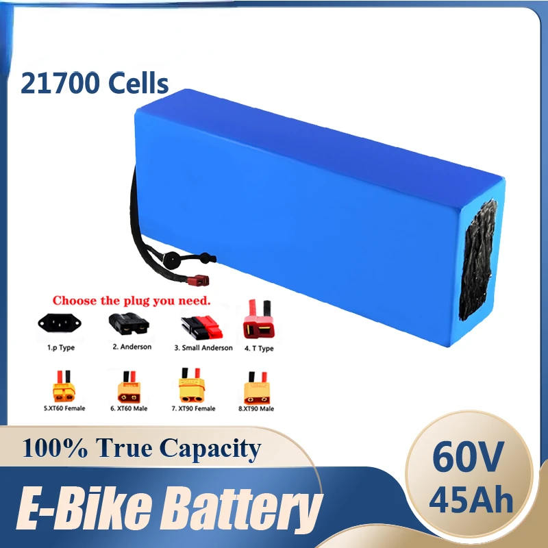 60V 45Ah 21700 EbikeLithium Battery Pack 16S9P Built-in 30A Balanced BMS, Same Port, Suitable for Motors Below 1800W
60V 45Ah 21700 EbikeLithium Battery Pack 16S9P Built-in 30A Balanced BMS, Same Port, Suitable for Motors Below 1800W