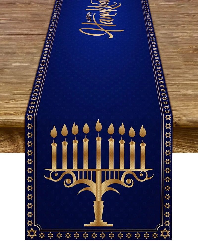 Hanukkah Table Runner Menorah Star of David Chanukah Jewish Festival Holiday Fireplace Kitchen Dining Room Home Decorations
Hanukkah Table Runner Menorah Star of David Chanukah Jewish Festival Holiday Fireplace Kitchen Dining Room Home Decorations