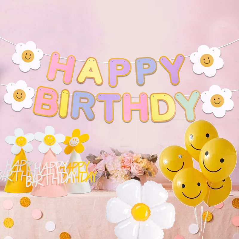 Daisy Balloons Banner Hats Photo Props Girls Birthday Party Decoration baby shower Smile balloons Garden wedding decoration
Daisy Balloons Banner Hats Photo Props Girls Birthday Party Decoration baby shower Smile balloons Garden wedding decoration