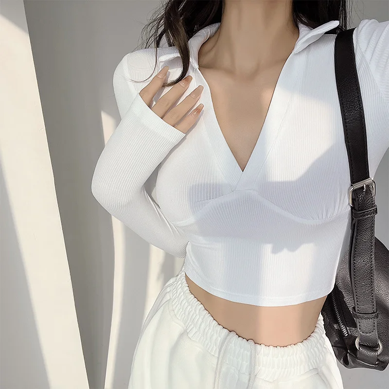 WOMEGAGA Simple Casual Style Solid Color V-neck Crossed Long-sleeved T-shirt Women's Summer New Slim Short Bottoming Top D97R
WOMEGAGA Simple Casual Style Solid Color V-neck Crossed Long-sleeved T-shirt Women's Summer New Slim Short Bottoming Top D97R
