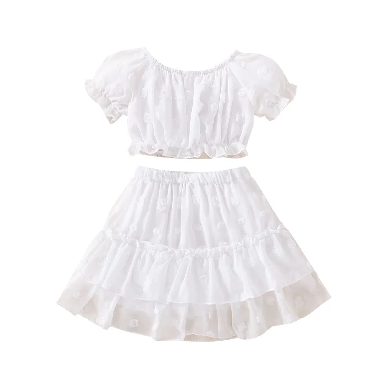 2Pcs Girls Summer Outfits, Solid Color Off-Shoulder Short Sleeve Crop Tops + Layered Skirt Set for Kids, 1-6 Years
2Pcs Girls Summer Outfits, Solid Color Off-Shoulder Short Sleeve Crop Tops + Layered Skirt Set for Kids, 1-6 Years