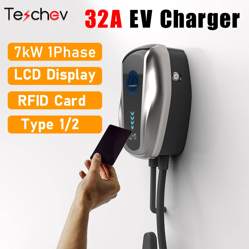 32A SAE J1772 Type 1 EV Charger 7KW Wallbox IEC62196-2 Type 2 EV Charging Station Cable EVSE Charging Pile For Electric Vehicle
32A SAE J1772 Type 1 EV Charger 7KW Wallbox IEC62196-2 Type 2 EV Charging Station Cable EVSE Charging Pile For Electric Vehicle