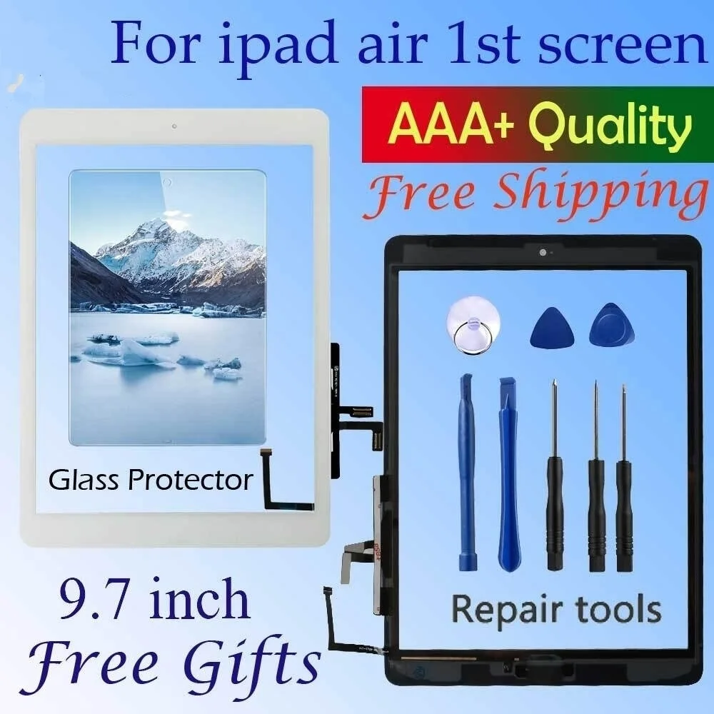 For Ipad Air 1 Touch Screen A1474 A1475 A147 Digitizer Sensor + Home Button + Flex Adhesive + Repair Tools Assembly Glass Panel
For Ipad Air 1 Touch Screen A1474 A1475 A147 Digitizer Sensor + Home Button + Flex Adhesive + Repair Tools Assembly Glass Panel