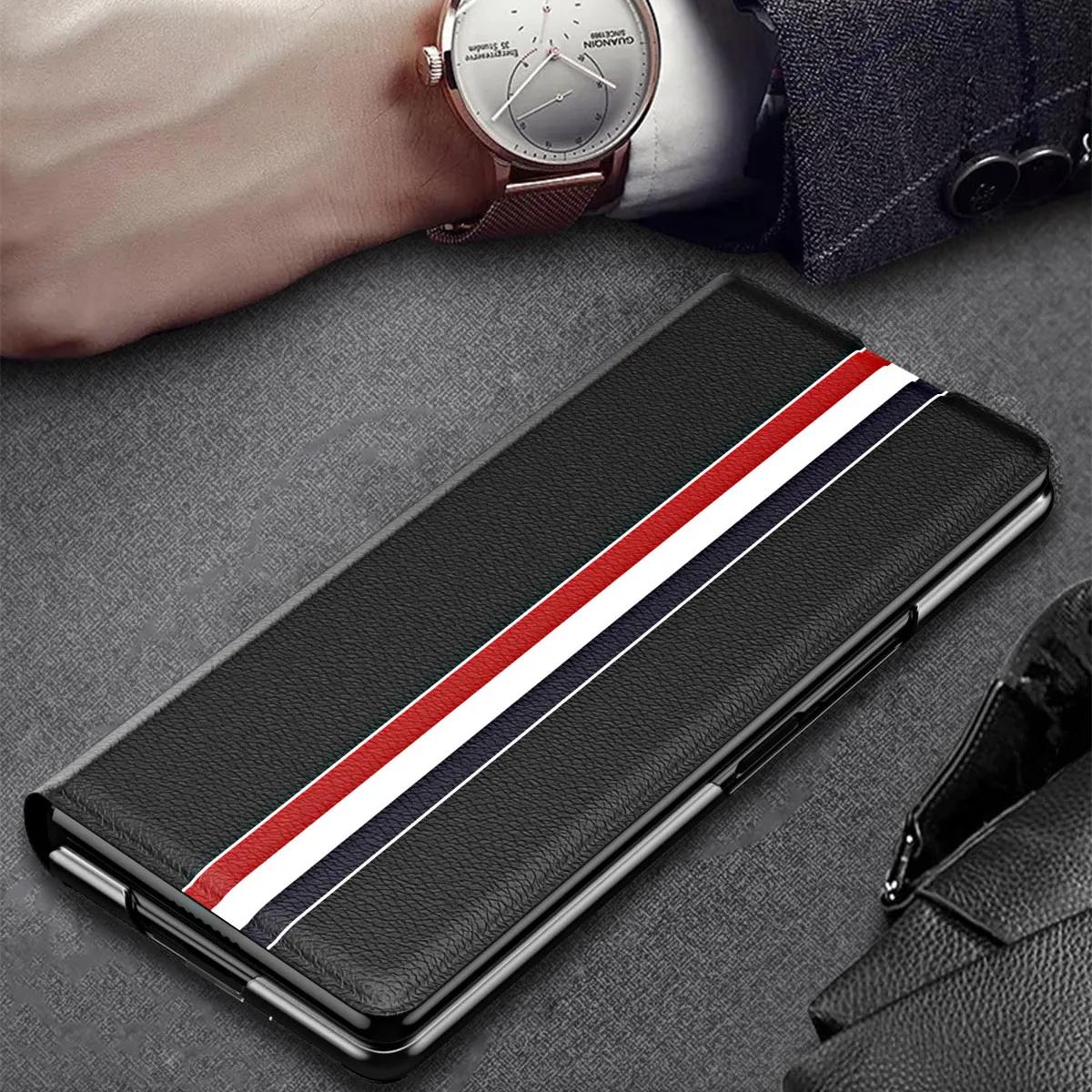 

Anti-Knock Litchi Leather Wallet Case for Samsung Galaxy Z Fold 5 2 4 fold5 Fold4 Fold2 Fold3 5G Fold 3 Protective Cover Cases