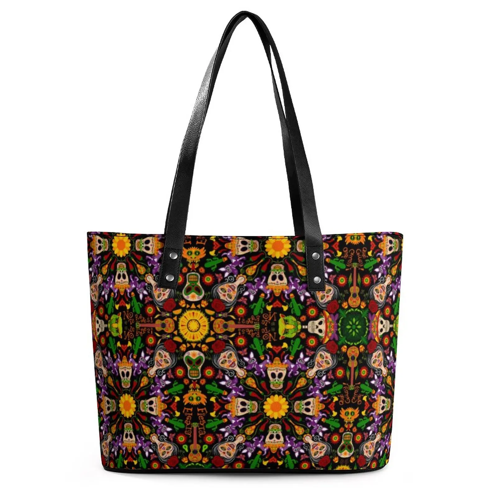 

Сумки с абстрактным принтом мандалы, женская сумка-тоут в мексиканском стиле, забавная дорожная сумка через плечо, сумки для покупок из искусственной кожи на заказ