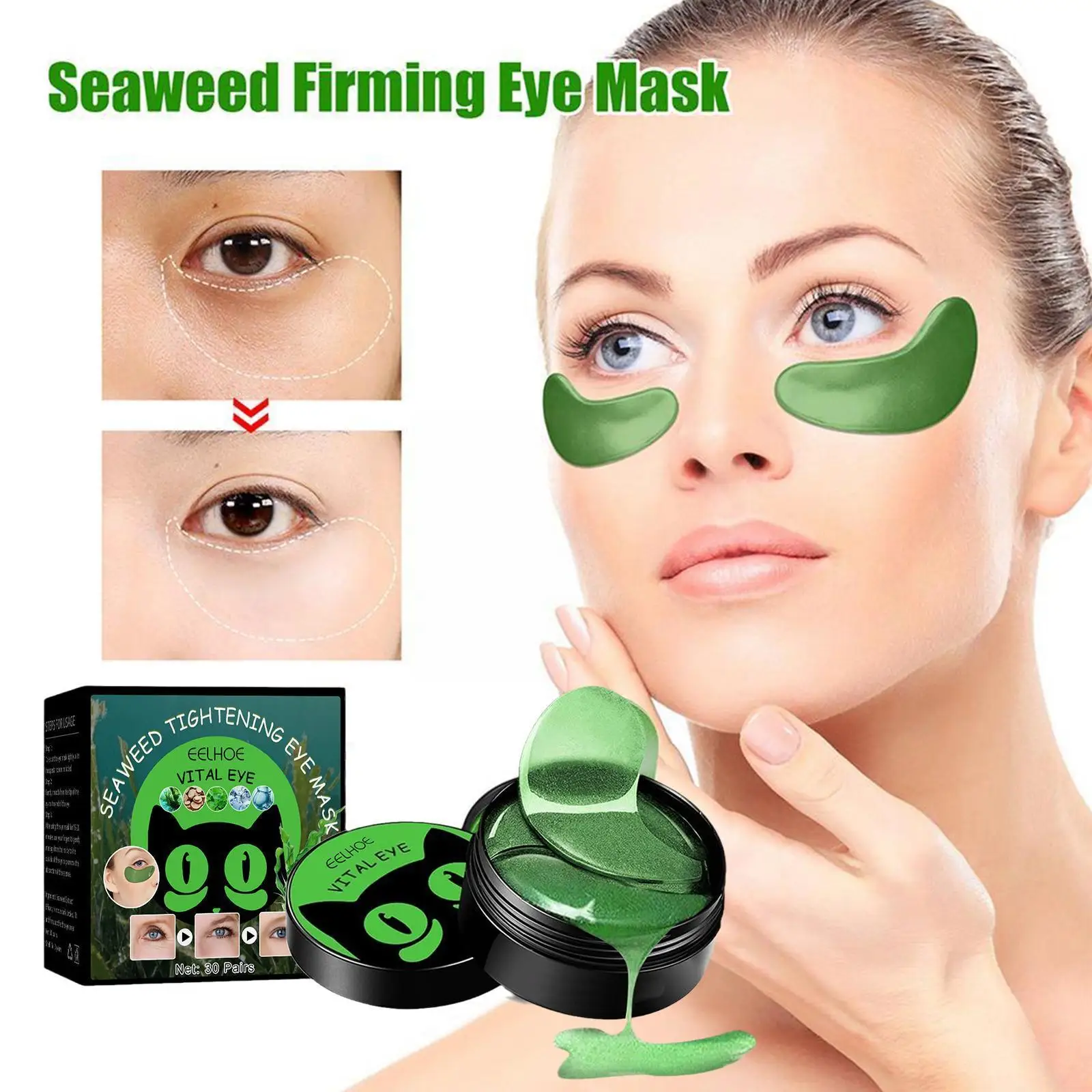 

30 Pairs Seaweed Crystal Eye Mask Hydrating Remover Patches Skin Dark Firming Care Moisturizing Circles Wrinkle Eye Remove X2T6