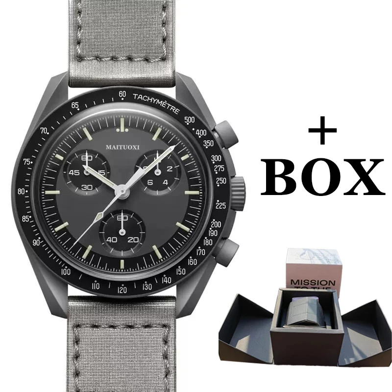 With BOX Moons Watch Luxury Quarz Watch for Men Nylon Mercury Watches swatch James Master Mission Saturn Planetary Wristwatches
With BOX Moons Watch Luxury Quarz Watch for Men Nylon Mercury Watches swatch James Master Mission Saturn Planetary Wristwatches