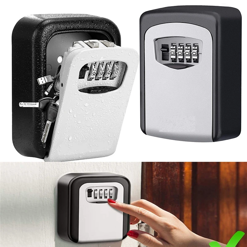 

Password Key Box Weather Resistant Wall Mounted Outdoor Key Secure Storage Box Curved Key Card Password Box Household Products
