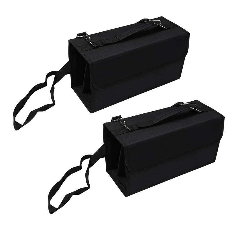 

2X 80 Slots Large Capacity Folding Marker Pen Case Art Markers Pen Storage Carrying Bag Black