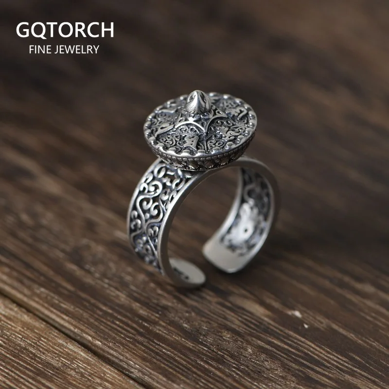 925 Sterling Silver Rotating Ring For Women's Fashion Hollow Pattern Retro Vintage Six Words Mantra Opening Type
925 Sterling Silver Rotating Ring For Women's Fashion Hollow Pattern Retro Vintage Six Words Mantra Opening Type