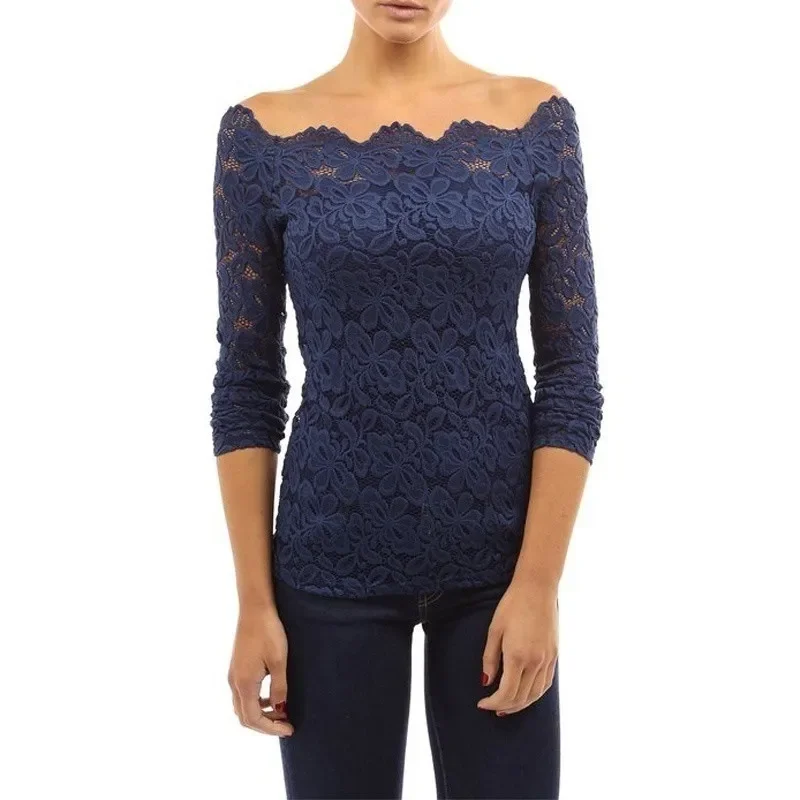 Spring Solid Two Styles Women Shirts Fashion LaceT-shirt Off Shoulder Tops for Women Shirts Long Sleeve Shirt Office Lady
Spring Solid Two Styles Women Shirts Fashion LaceT-shirt Off Shoulder Tops for Women Shirts Long Sleeve Shirt Office Lady