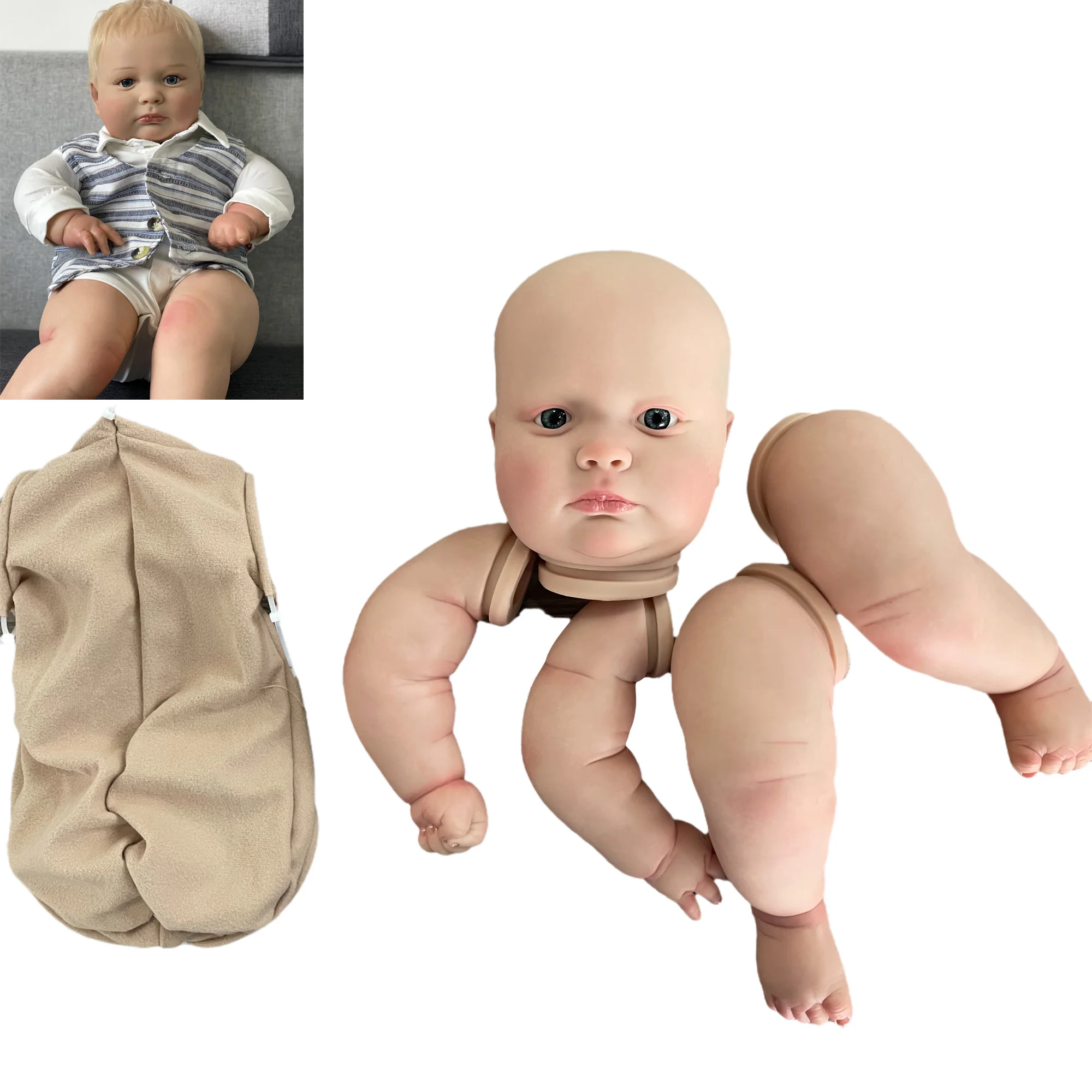 60CM Open Eyes Joseph Reborn Doll Kits Artist Painted Unassembled Handmade Soft Vinyl Reborn Doll Kits Kit Reborn Sin Pintar 
60CM Open Eyes Joseph Reborn Doll Kits Artist Painted Unassembled Handmade Soft Vinyl Reborn Doll Kits Kit Reborn Sin Pintar