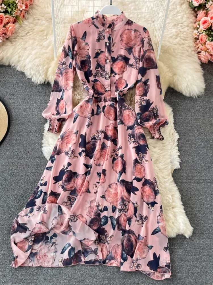 Vintage Chiffon Flora Print Midi Dress Lantern Sleeve Slim Waist New Holiday Robe French Elegant A-line Female Casual Prom Mujer
Vintage Chiffon Flora Print Midi Dress Lantern Sleeve Slim Waist New Holiday Robe French Elegant A-line Female Casual Prom Mujer