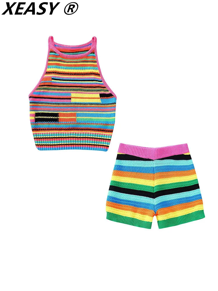 XEASY Shorts Sets Womens Two Peice Set Female Knitted Suit Crop Tops Women Clothing 2 Pieces Set
XEASY Shorts Sets Womens Two Peice Set Female Knitted Suit Crop Tops Women Clothing 2 Pieces Set